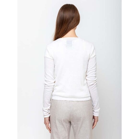 Lauren Manoogian Womens Super Fine Crewneck Cardigan White Small NWT MSRP:$370 - Picture 2 of 8